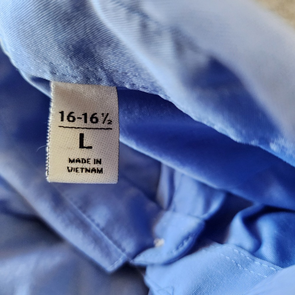 Beverly Hills Polo Club Men's Large Blue Dress Shirt Button Front Long Sleeve - Picture 7 of 10
